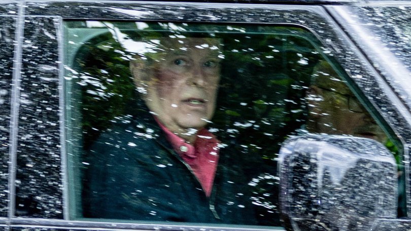 Andrew Mountbatten-Windsor has been spotted out driving with a large red mark on his right cheek.