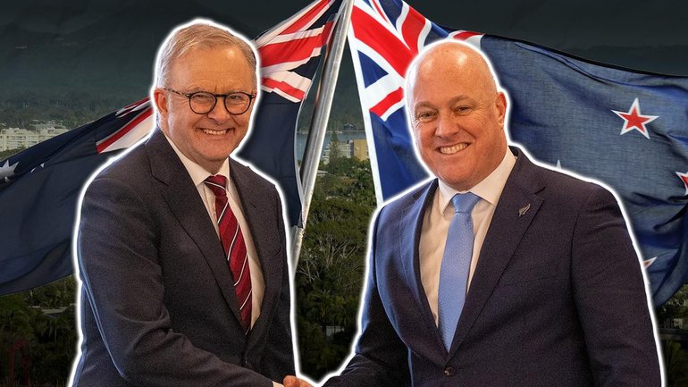 Anthony Albanese and Chris Luxon will hold talks during the New Zealand PM's visit to Australia. (Susie Dodds/AAP PHOTOS)
