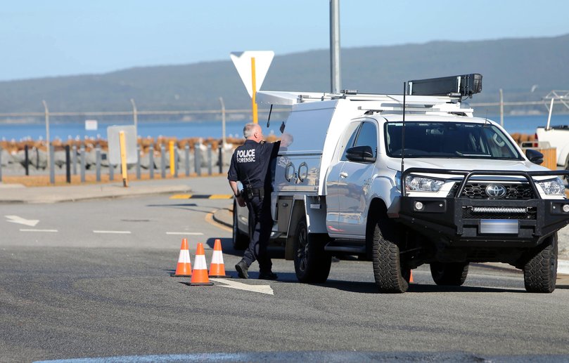 Police forensics at Emu Point boat ramp after a diver was bitten by a shark near Michaelmas Island.