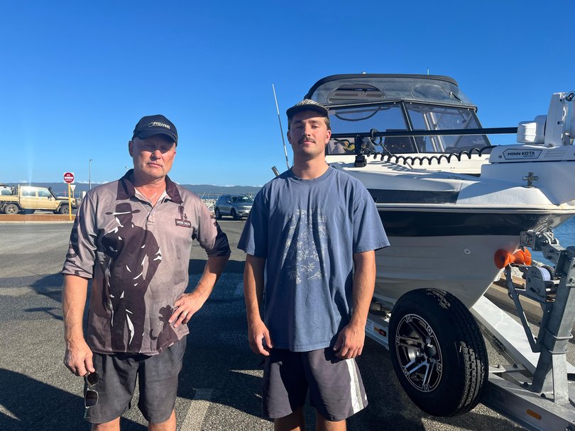 Albany residents Julian and Archie Smith were out fishing for Whiting in the same area when the attack occurred. Picture: Melissa Sheil