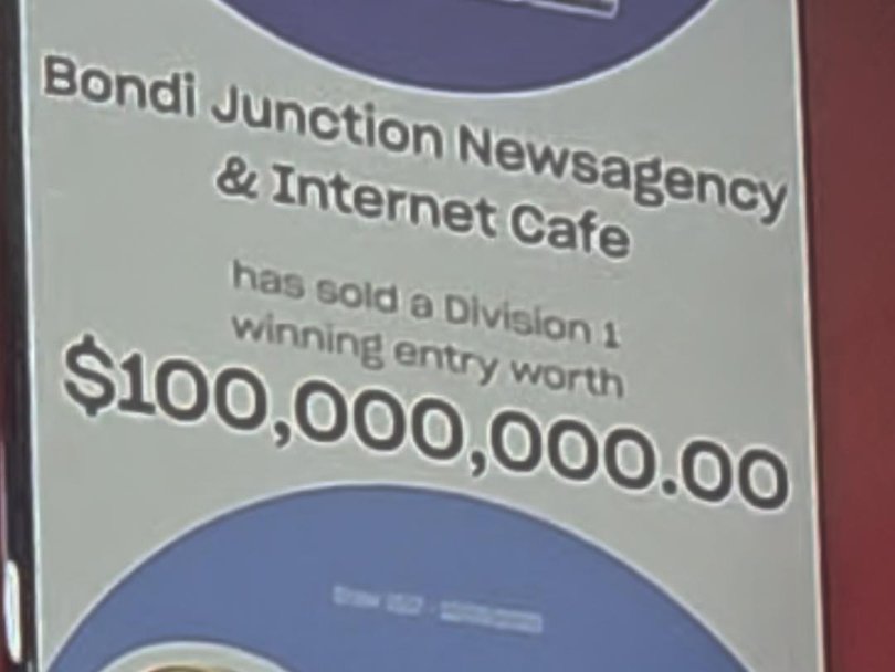 The only evidence the ticket was ever purchased sits on the wall behind the desk at Bondi Junction Newsagency. Picture: Jack Nivison / NewsWire