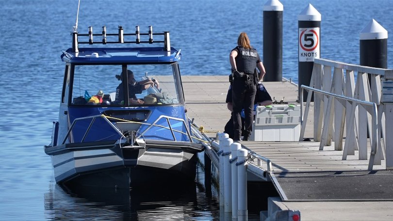 Police at the scene on Saturday.