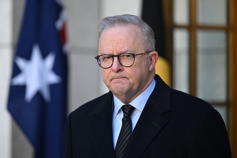 Australian Prime Minister Anthony Albanese speaks to the media during a press conference at Parliament House in Canberra, Monday, June 8, 2026. (AAP Image/Lukas Coch) NO ARCHIVING
