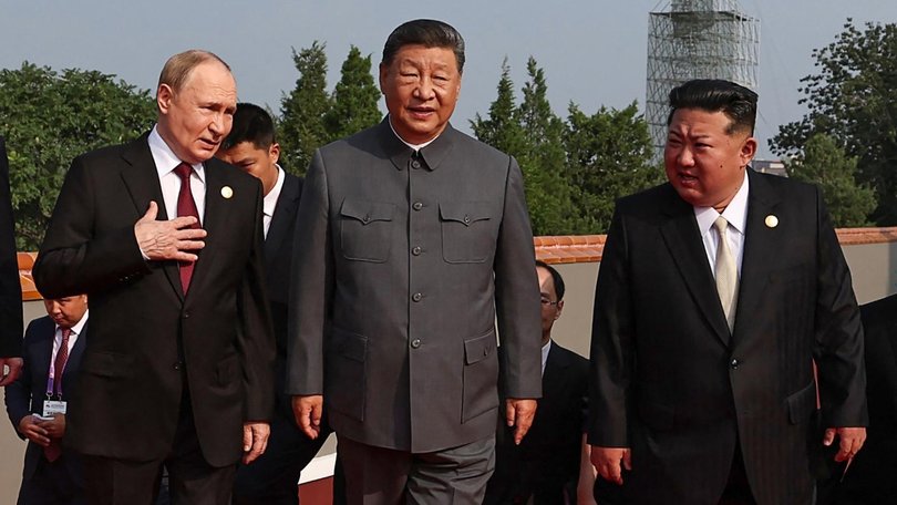 Vladimir Putin, Xi Jinping and Kim Jong Un in Beijing's Tiananmen Square on September 3, 2025.