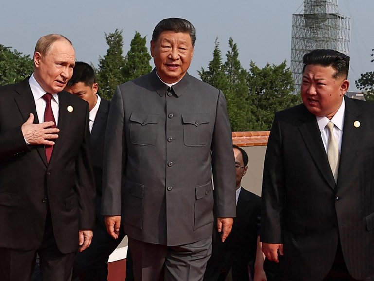 Vladimir Putin, Xi Jinping and  Kim Jong Un in Beijing's Tiananmen Square on September 3, 2025. 