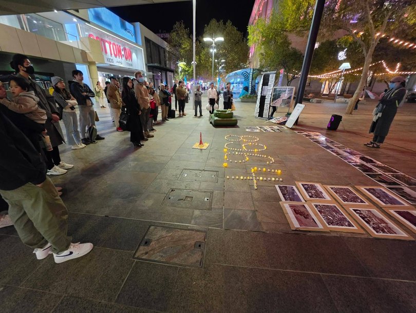 A gathering in Perth’s Murray Street Mall on June 4 to remember victims of China’s Tiananmen square massacre.