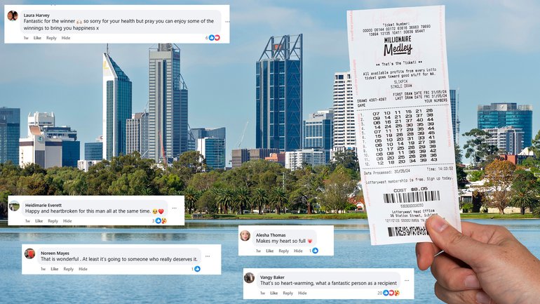 A terminally ill man whose $772,000 Lotto win touched hearts across the country has been reduced to tears by an extraordinary outpouring of support from complete strangers.