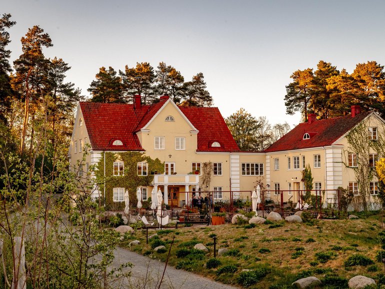 Talldungen an inn and restaurant in Brosarp, Sweden. In Skane, a fertile agricultural area bordered on three sides by the Baltic Sea.