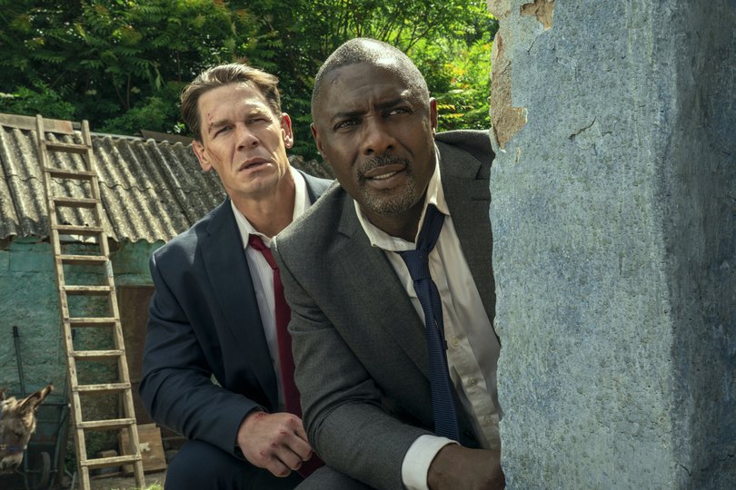 John Cena and Idris Elba in Heads of State, in which Elba plays the British PM.