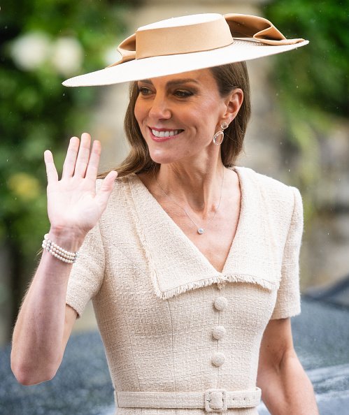 Princess Kate attends the royal wedding of Peter Phillips and Harriet Sperling.