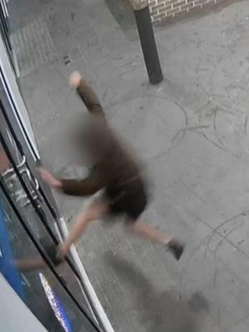 The teens fly-kicked the front door, smashing the glass. Picture: NewsWire Handout