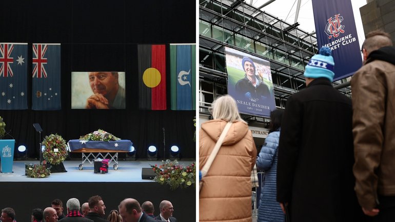 The scene at the MCG for Neale Daniher's state funeral.