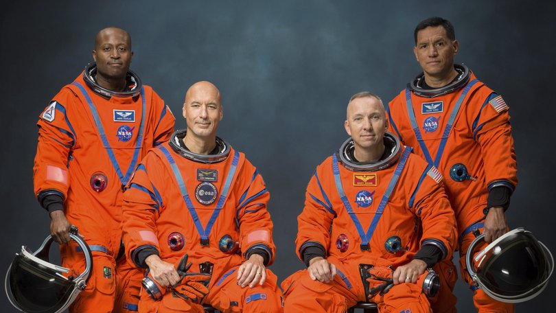 Members of the Artemis III crew, from left, Andre Douglas, Luca Parmitano, Randy Bresnik and Frank Rubio.