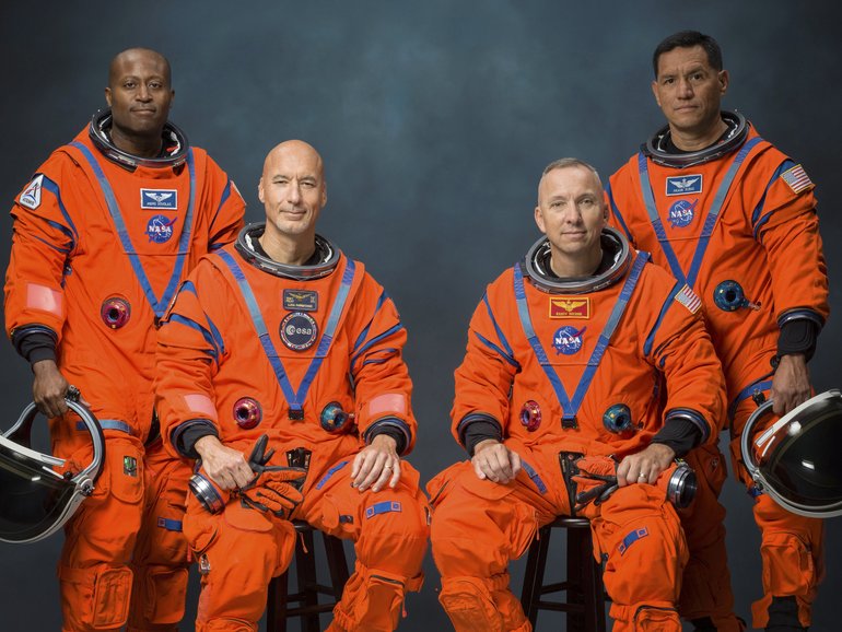 Members of the Artemis III crew, from left, Andre Douglas, Luca Parmitano, Randy Bresnik and Frank Rubio.