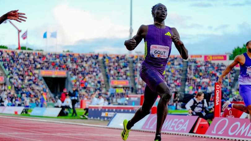 Australia's Gout Gout finished sixth in the 200m final at the Bislett Games in Oslo. (AP PHOTO)