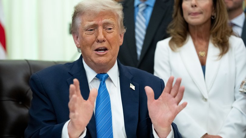 US President Donald Trump during a signing ceremony for the "Secure America Act" in the Oval Office of the White House in Washington, DC, US, on Wednesday, June 10, 2026. President Donald Trump prevailed after dissident Republican lawmakers abandoned an effort to leverage a $70 billion spending package to prevent him from reviving a payout fund for political allies who say they were unfairly targeted by the Biden administration. Photographer: Aaron Schwartz/CNP/Bloomberg