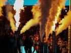 Port Adelaide players run out at Adelaide Oval for their Gather Round game against St Kilda. (Matt Turner/AAP PHOTOS)