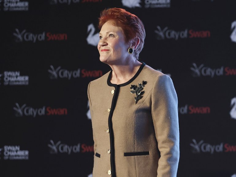 One Nation leader Pauline Hanson has opened up about her time in prison and revealed allegations of domestic violence during her second marriage in an emotional speech while campaigning in Perth.