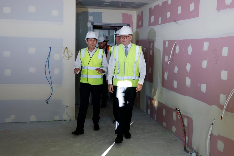 Anthony Albanese (right) has repeatedly referred to a 29-storey development at 195 Pier Street that he visited with Premier Roger Cook in May as a ‘prime example’ of the plan.
