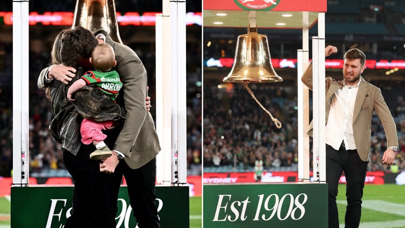Jai Arrow rings the bell alongside partner Berina and daughter Ayla.