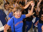 Taylor Swift celebrates after Game Four of the 2026 NBA Finals between the San Antonio Spurs and the New York Knicks.