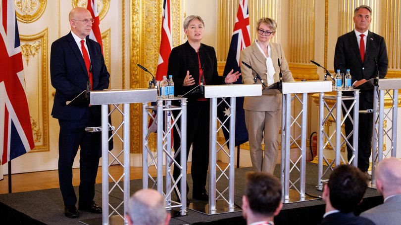 UK Defence Secretary John Healey, Australian Foreign Affairs Minister Penny Wong, UK foreign secretary Yvette Cooper, and Australian Defence Minister Richard Marles at AUKMIN in London.