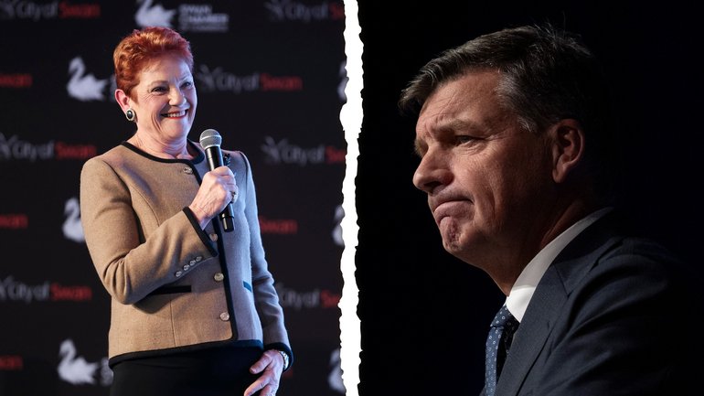 Opposition Leader Angus Taylor has vowed he will focus on policy and not One Nation preference deals as he and Pauline Hanson jostled to win the support of West Australians this week.