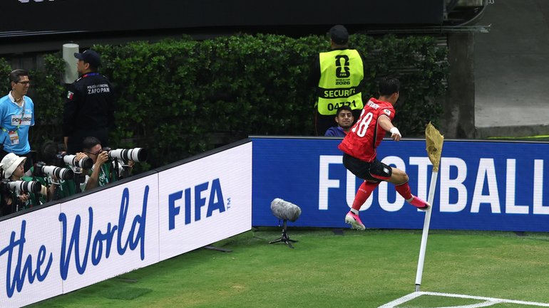 Hyeon-Gyu Oh celebrates scoring his team's second goal during the FIFA World Cup 2026 Group A match between Korea Republic and Czechia at Guadalajara Stadium.