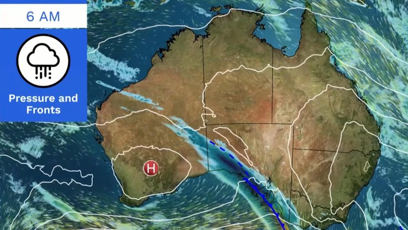 Heavy rainfall across South Australia moving eastwards on Saturday. Picture: BOM