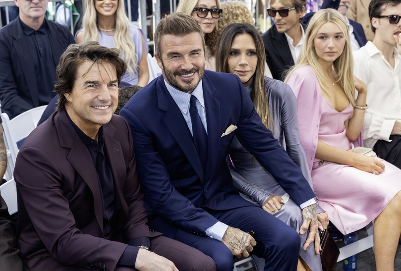 Tom Cruise with David and Victoria Beckham and their daughter Harper.