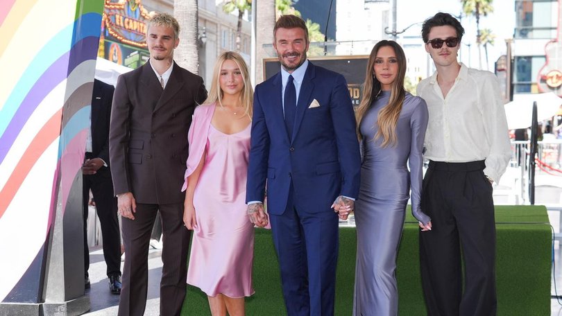 Harper Beckham was in LA for the unveiling of David Beckham's star on the Hollywood Walk of Fame. (AP PHOTO)