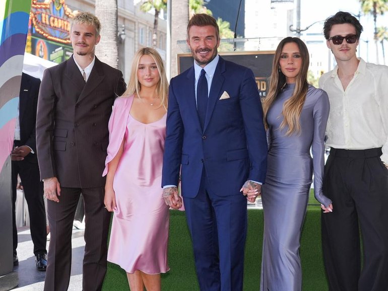 Harper Beckham was in LA for the unveiling of David Beckham's star on the Hollywood Walk of Fame. (AP PHOTO)