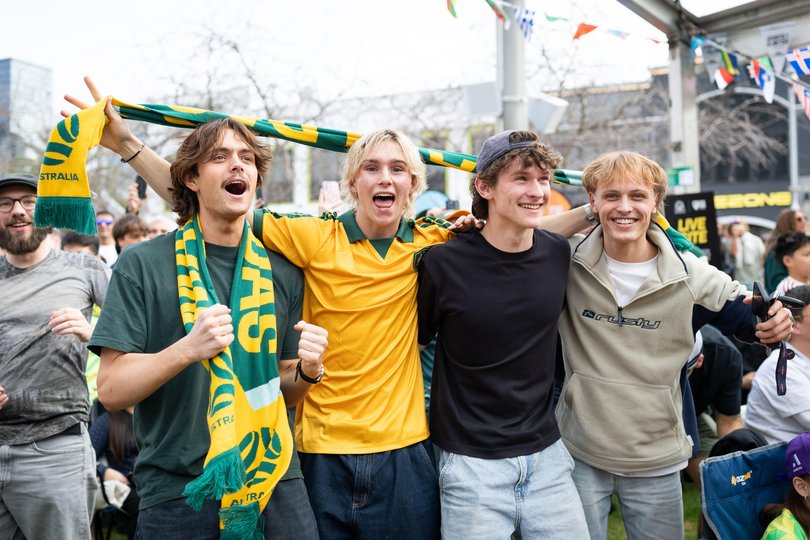 Fans celebrate Australia's goal during the the match of Australia vs Turkiye on June 14, 2026. 