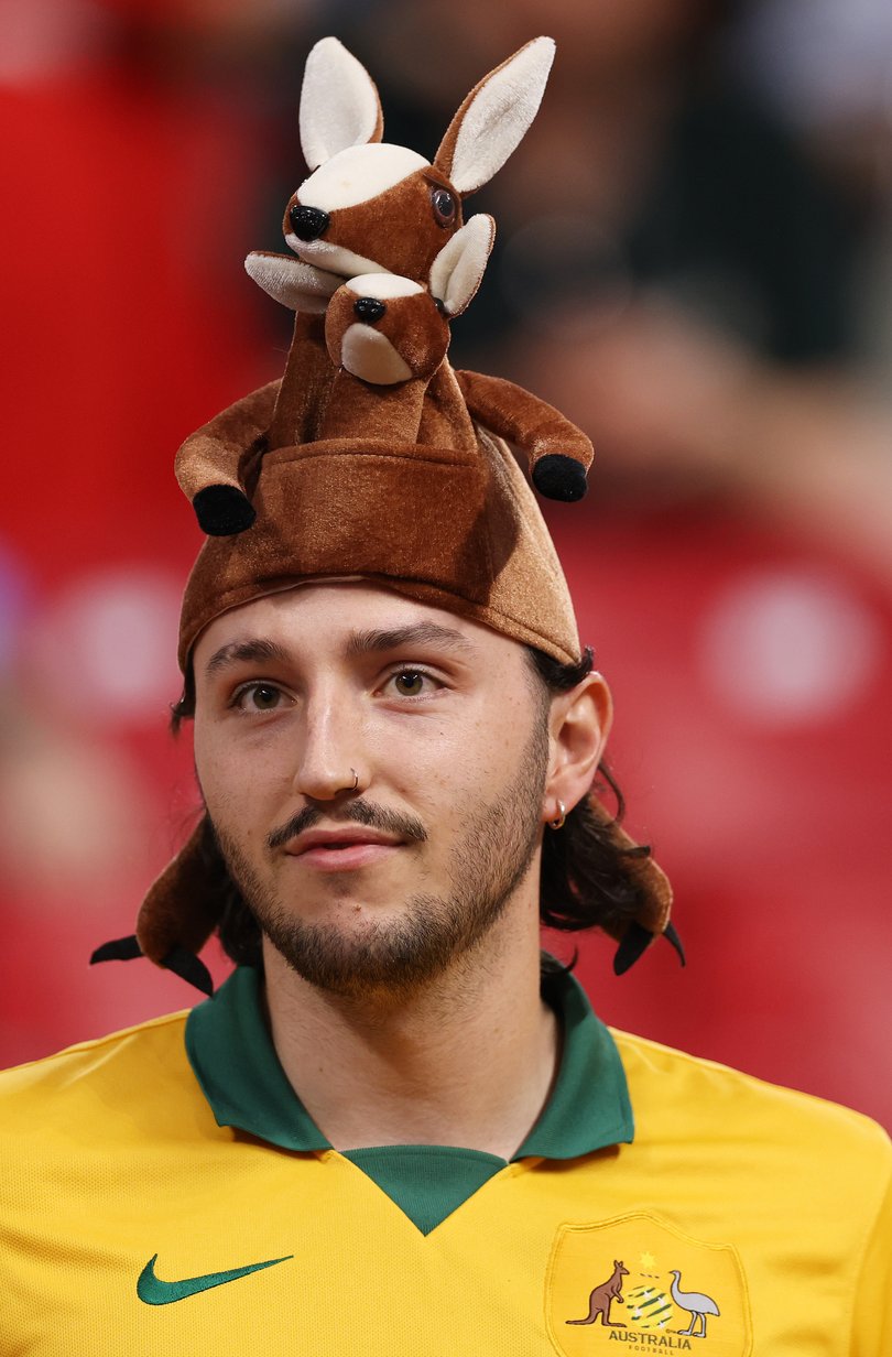 VANCOUVER, BRITISH COLUMBIA - JUNE 13: An Australia fan enjoys the atmosphere before the FIFA World Cup 2026 Group D match between Australia and Türkiye at BC Place Vancouver on June 13, 2026 in Vancouver, British Columbia. (Photo by Stu Forster/Getty Images)