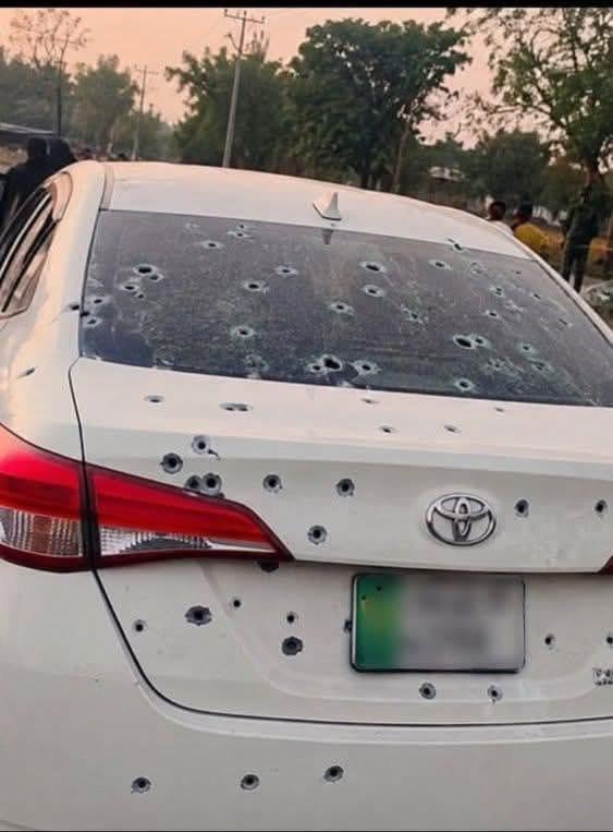 An image of the car littered with bullet holes has been released.