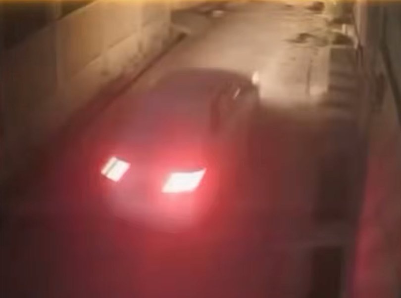 CCTV footage of shots being fired at car killing 9yo Hania Ahmed in Chakwal, Pakistan on Wednesday night Picture: Unknown