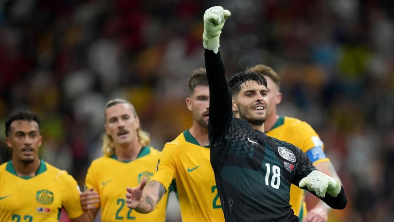 Goalkeeper Patrick Beach was one of the heroes in the Socceroos' win over Turkey. (AP PHOTO)