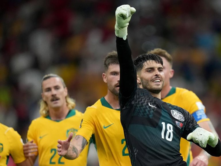 Goalkeeper Patrick Beach was one of the heroes in the Socceroos' win over Turkey. (AP PHOTO)
