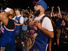 New York Knicks fans celebrate in New York after their team won the NBA Championship on Saturday, June 13, 2026. At long last, the team that New York City cares about the most has loved it back. (Lexi Parra/The New York Times)