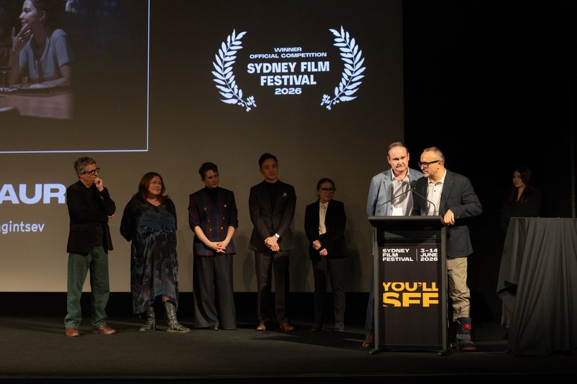 Andrey Zvyagintsev accepting the Sydney Film Prize at the 2026 Sydney Film Festival.