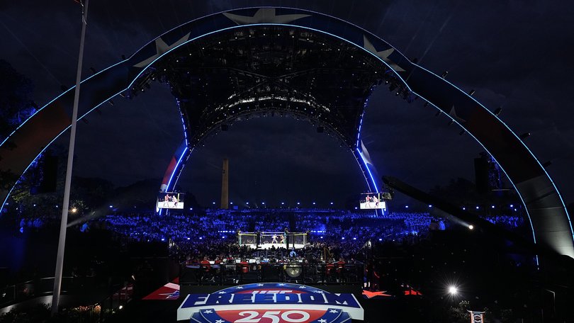 A fight takes place during UFC Freedom 250, a UFC event hosted by President Donald Trump for his 80th birthday on the South Lawn of the White House.
