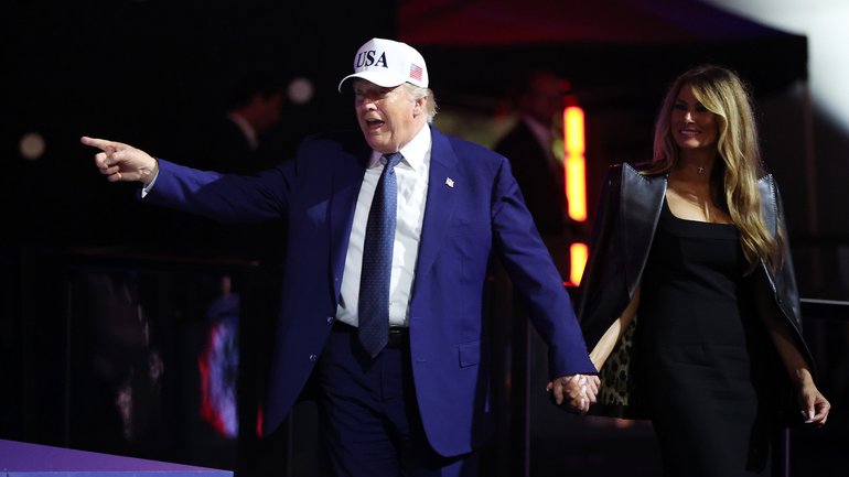 US President Donald Trump and First Lady Melania Trump are seen during UFC Freedom 250 at the White House on June 14, 2026 in Washington, DC. 