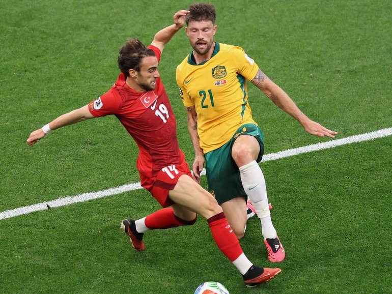 Cameron Burgess gave the Turkish attack little space as Australia kept a clean sheet in Vancouver. (AP PHOTO)