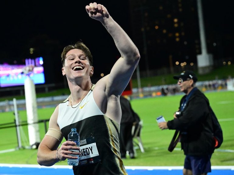 Lachie Kennedy has his sights set on breaking Australia's 100m record this year. (Dean Lewins/AAP PHOTOS)