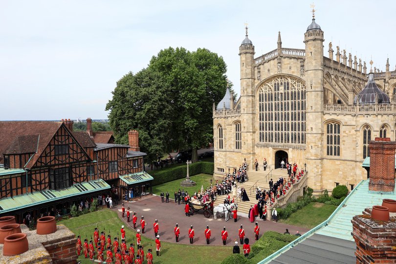 WINDSOR, ENGLAND - JUNE 15: Britain's Catherine, Princess of Wales, Sophie, Duchess of Edinburgh, Prince Edward, Duke of Edinburgh and Prince William, Prince of Wales leave St George's Chapel on the day of the annual Order of the Garter Service at Windsor Castle on June 15, 2026 in Windsor, England. (Photo by Toby Shepheard - WPA Pool/Getty Images) Picture: WPA Pool