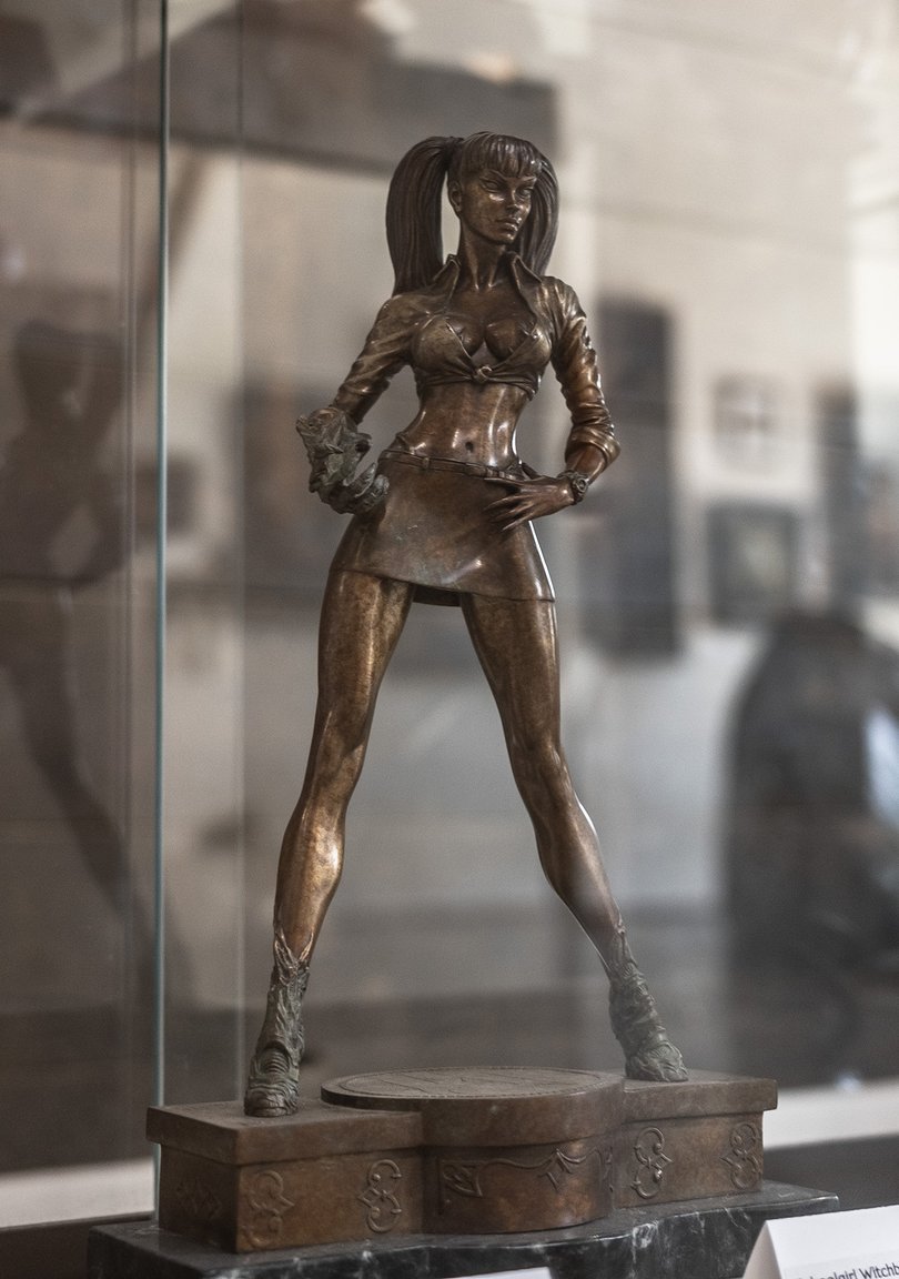 “Schoolgirl Witchblade” by Clayburn Moore, at Found Fine Art in Bastrop, Texas,.