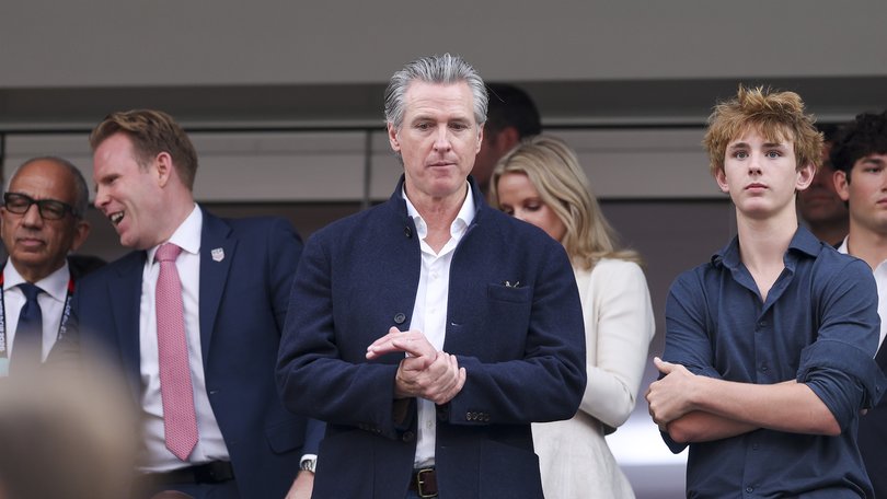 Gavin Newsom attends the FIFA World Cup 2026 Group D match between USA and Paraguay at Los Angeles Stadium.