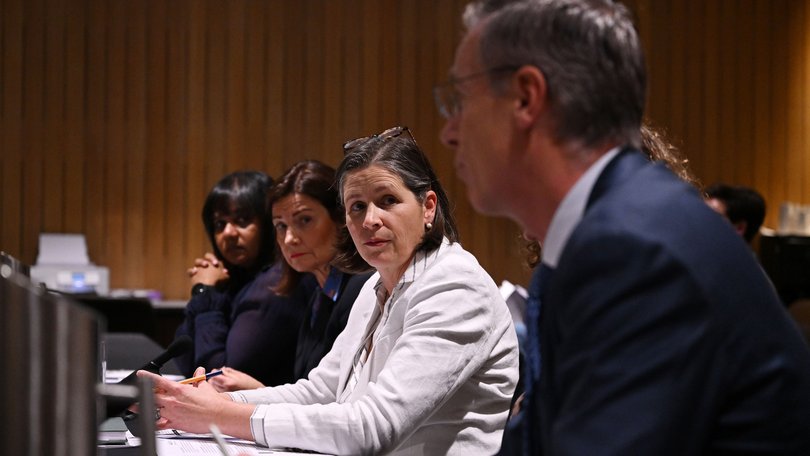  Navleen Prasad, Tech Council CEO, Jenny Wheatley Australian Investment Council and Rebekah Cassidy, Aus Biotech Ltd CEO listen Chris Nave speaks during the Senate Economics Legislation Committee inquiry into the Treasury Laws Amendment, in Sydney, Tuesday, June 16, 2026.
