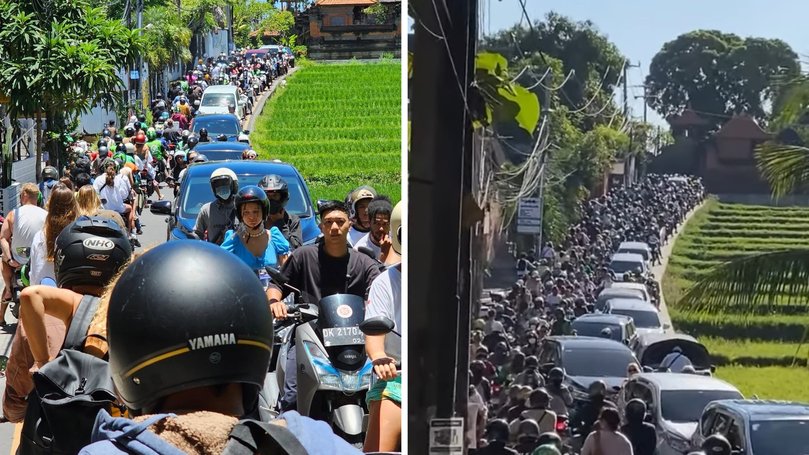 The infamous road known as the Canggu 'shortcut' is constantly gridlocked.
