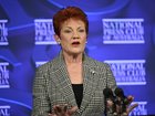 Pauline Hanson at the National Press Club of Australia in Canberra. 